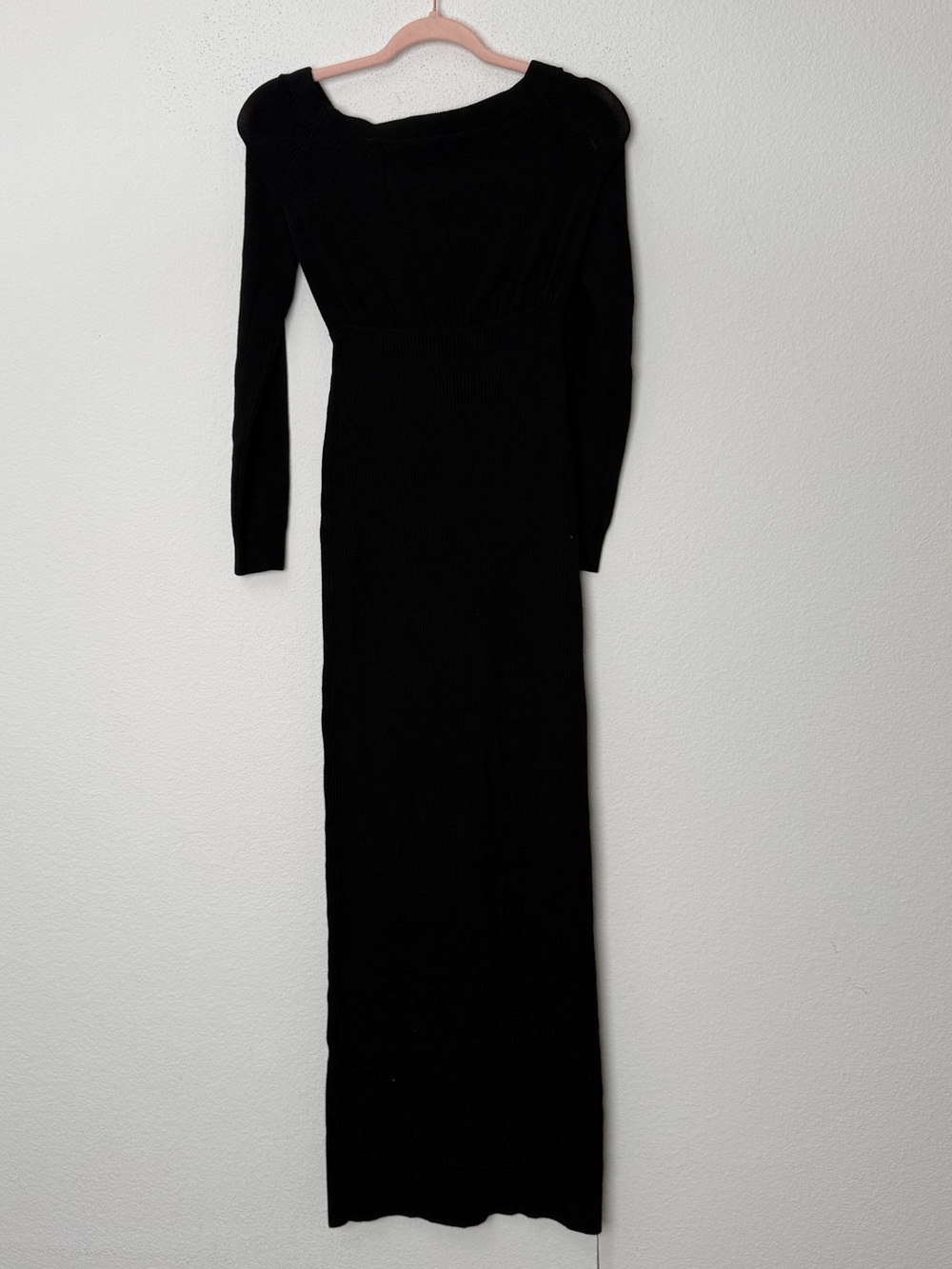 Michael Costello x REVOLVE Black Knit Maxi Dress S Puff Sleeve Bodycon